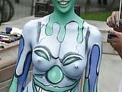 Bodypainting is funny with nice girls, see pussy and tits