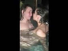 2 girls kissing and playing