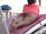 Filipina lady butt and soles on beach