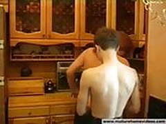 Horny Redhead Milf Mom Fucking With Her Son In The Kitchen 