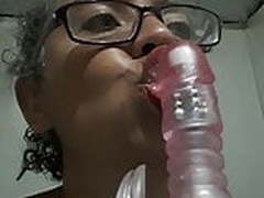 Blowing my hot pink dildo 