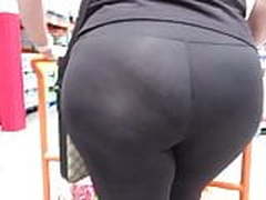Juicy ass wide hips Latina MILF in see-thru spandex tights 