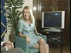 European TV show double crossed legs