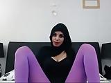 Hijabi model with cleavage and hot legs