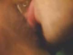 White guy licking a gorgeous ebony pussy