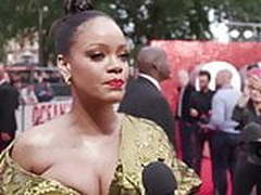 Rihanna showing massive cleavage