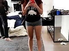 Ariel Winter mirror selfie in short jean shorts