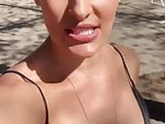 Nikki Bella big cleavage in selfie in Cincinnati