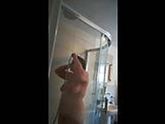 Busty British housewife exposed in shower and underwear