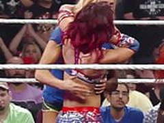 WWE - Charlotte Flair hugging Sasha Banks