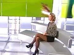 TV sport host Astrid in black pantyhose