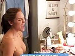 Katherine McPhee in a bra getting ready & dancing backstage