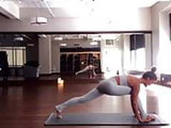 Nina Agdal doing yoga