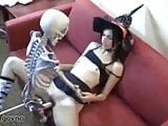 skeleton fucks young preoccupied whore witch