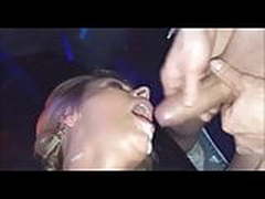 French slut likes to swallow sperm in a club # 2